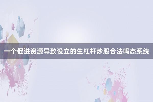 一个促进资源导致设立的生杠杆炒股合法吗态系统