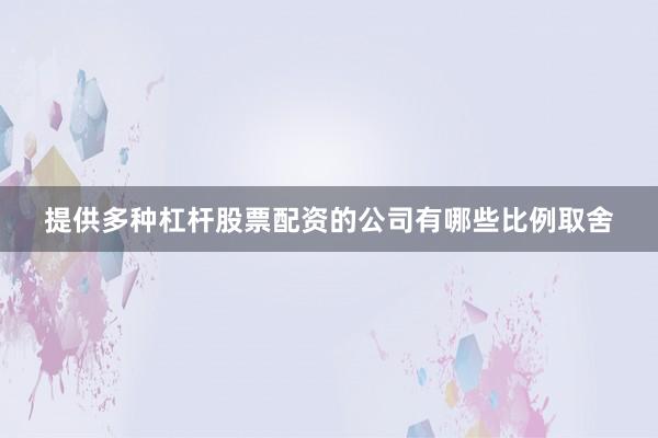 提供多种杠杆股票配资的公司有哪些比例取舍