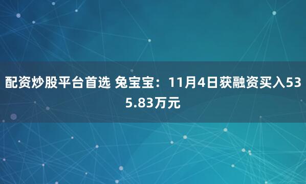 配资炒股平台首选 兔宝宝:11月4日获融资买入535.83万元