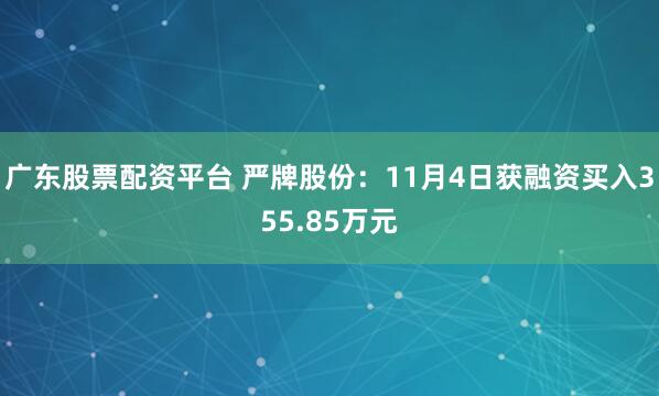 广东股票配资平台 严牌股份:11月4日获融资买入355.85万元