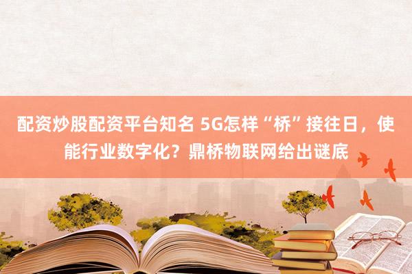 配资炒股配资平台知名 5G怎样“桥”接往日，使能行业数字化？鼎桥物联网给出谜底